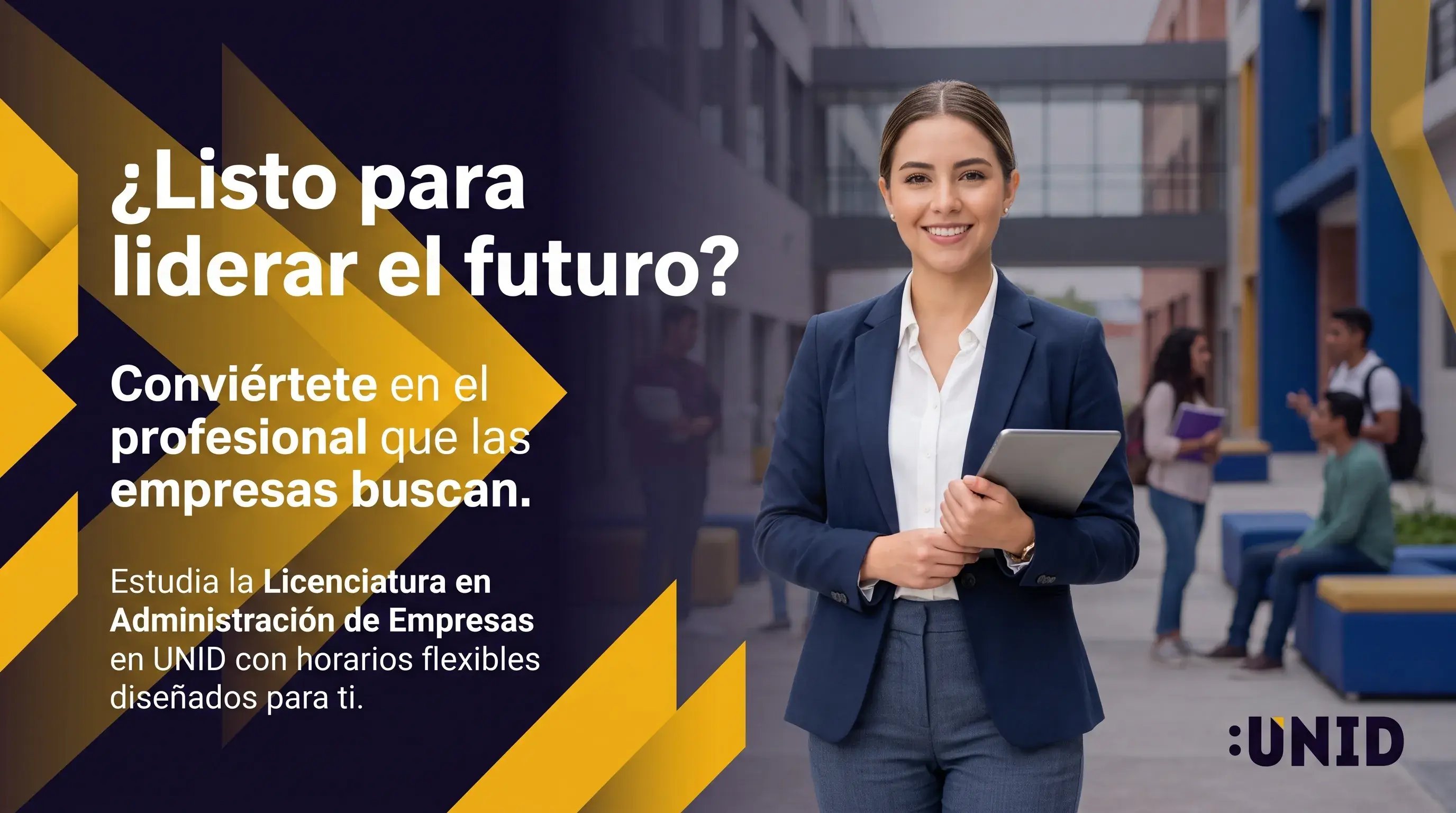 Banner de inscripción a la Licenciatura en Administración de Empresas en UNID