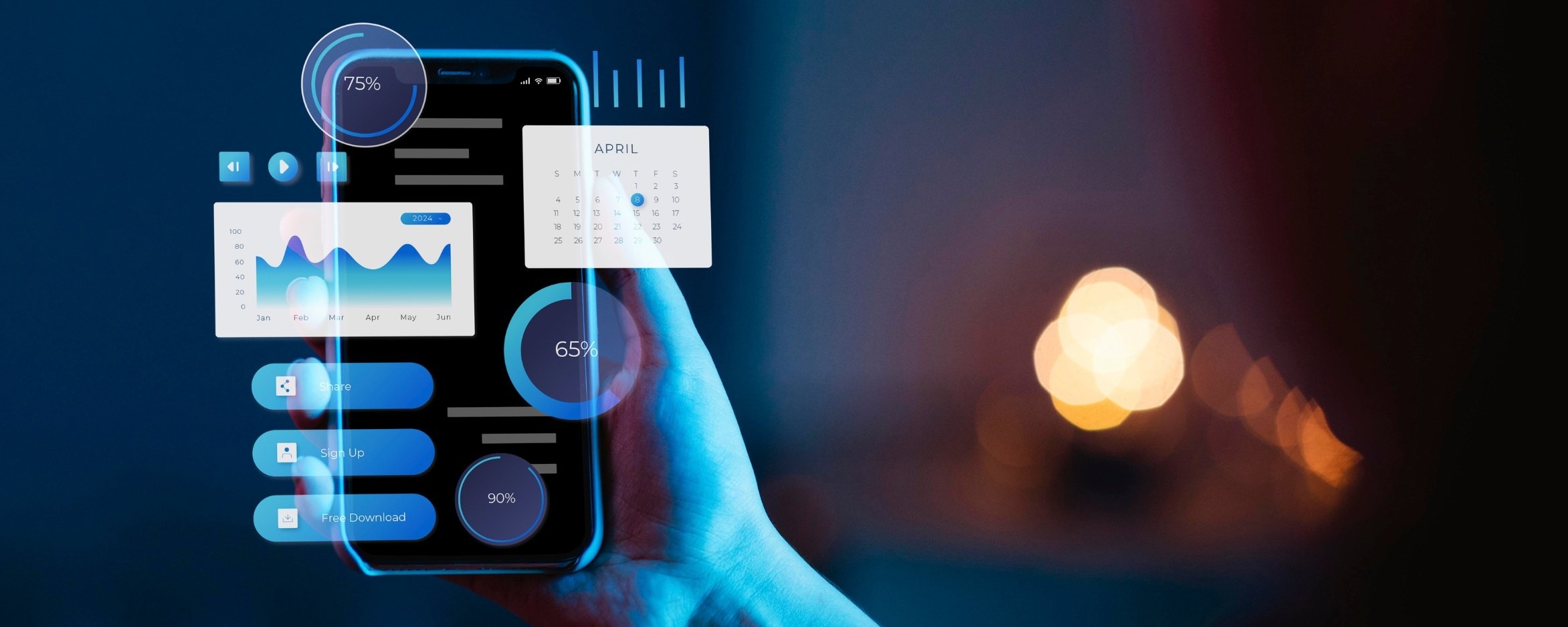 Mano sosteniendo un celular que usa la inteligencia artificial para la experiencia del usuario